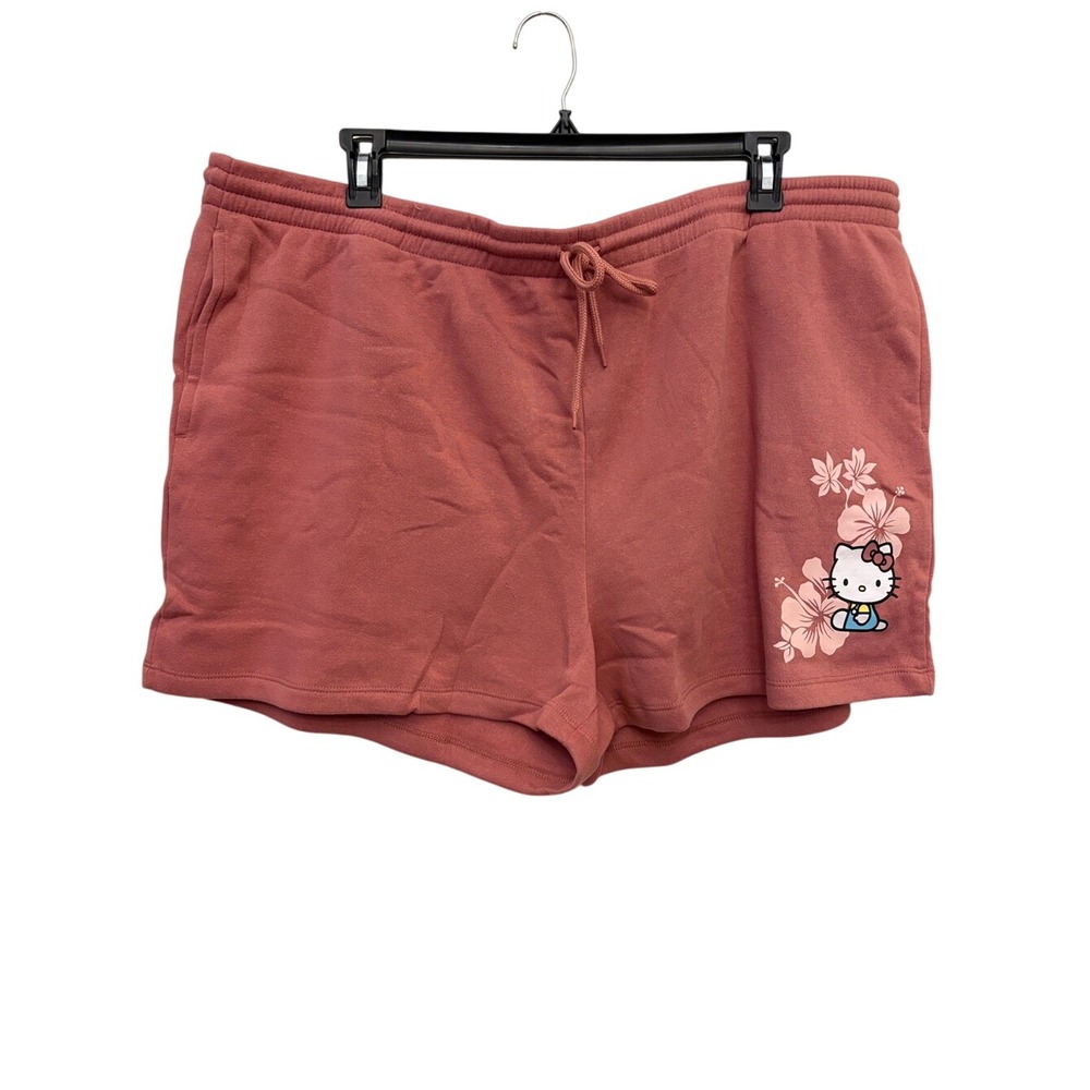 Hello Kitty Rose-Pink Floral Drawstring Athletic Shorts Size 3X NWT